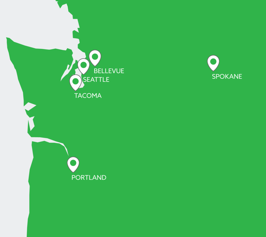 FPI Locations on a map - Portland Tacoma Seattle Bellevue and Spokane